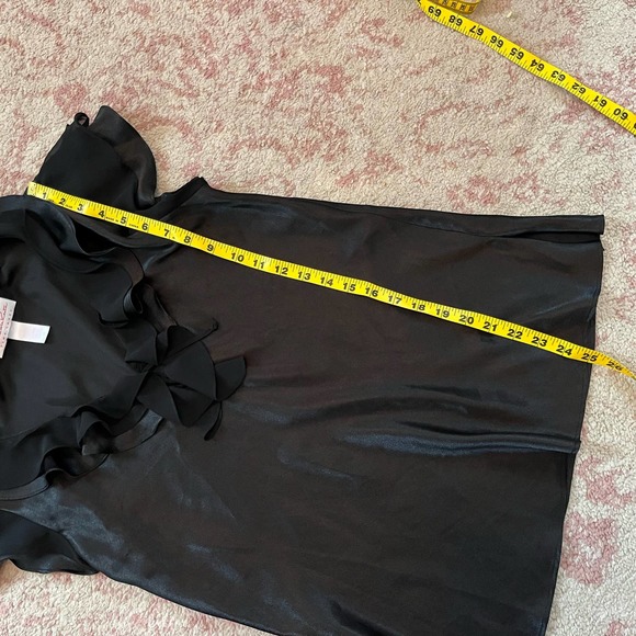Oscar De La Renta Black Ruffle Neck Pink Label Top Pijama SZ  Medium - Picture 8 of 9